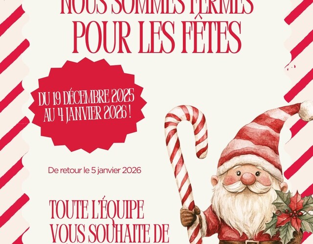 Fermeture du bureau municipal pour les fêtes